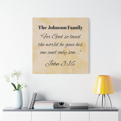 Personalized Bible Verse Wall Art, Canvas, Family Name, Family Bible Art