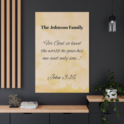 Personalized Bible Verse Wall Art, Canvas, Family Name, Family Bible Art