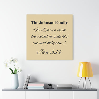 Personalized Bible Verse Wall Art, Canvas, Family Name, Family Bible Art